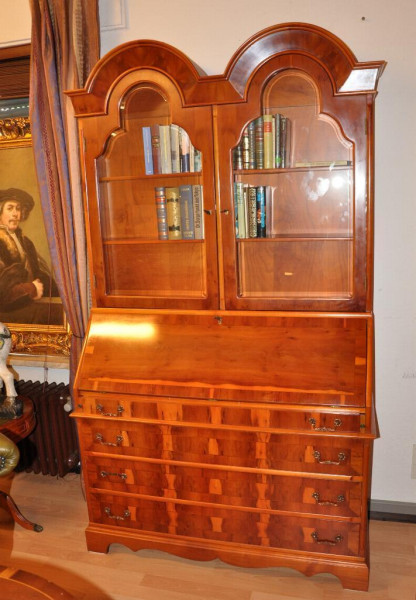Großes englisches Trumeau Doppelkörper Möbel Schreibtisch Sekretär Antik Stil