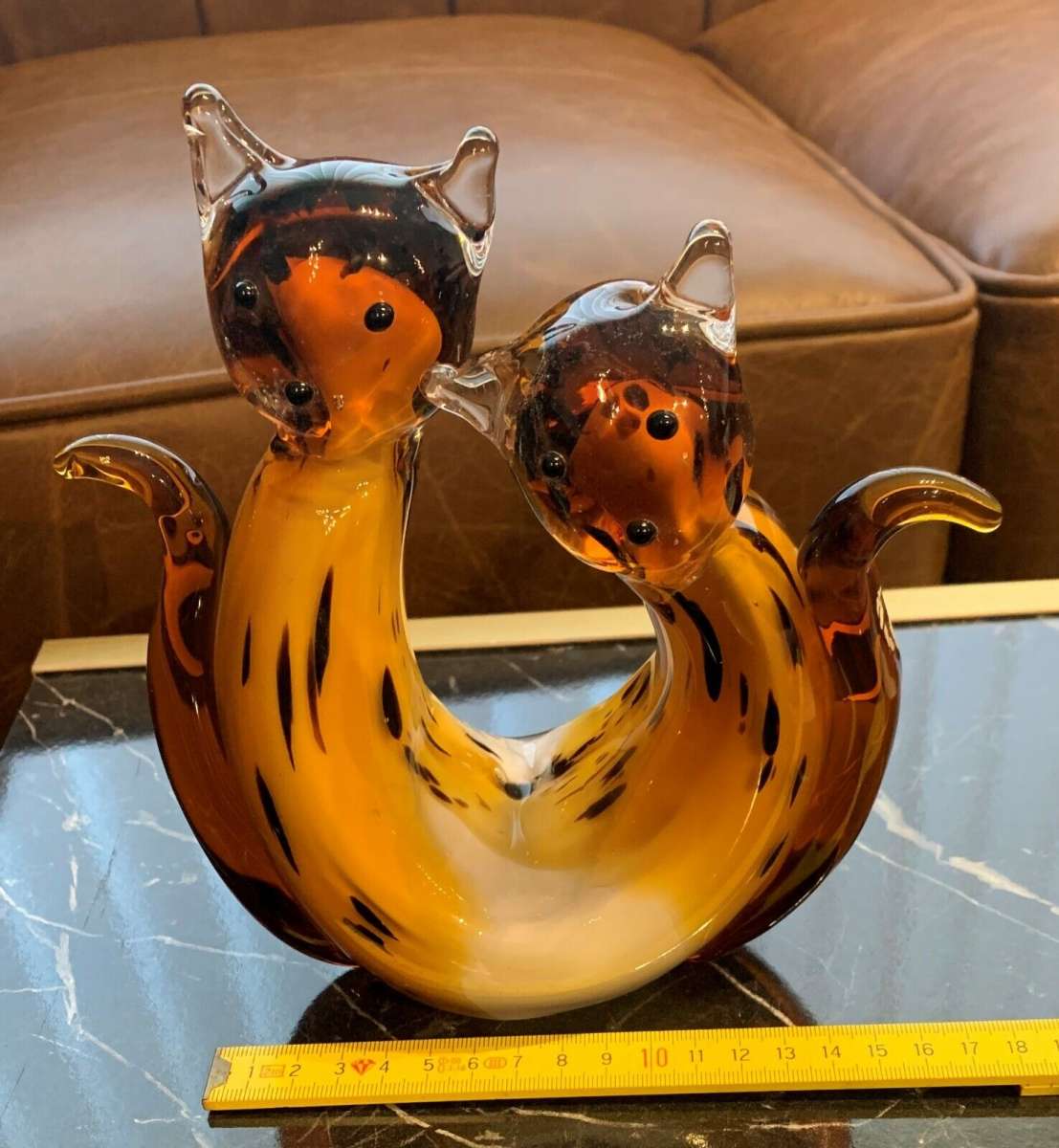 Murano Glas Optik Glasskulptur Katzen 18,5 cm | Coenenstyle