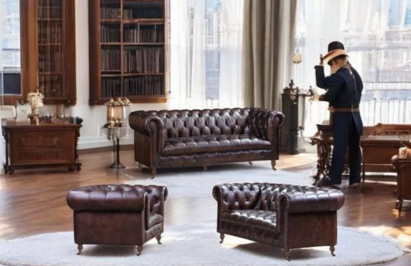 Chesterfield Victorian 3-2-1 Collins Rinder Narbenleder 2025/26