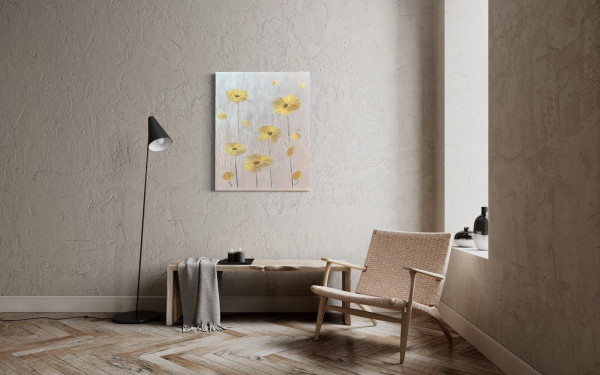 Abstraktes Bild, Gemälde, Pusteblume, handgemalt, Acrylgemälde, 50x70