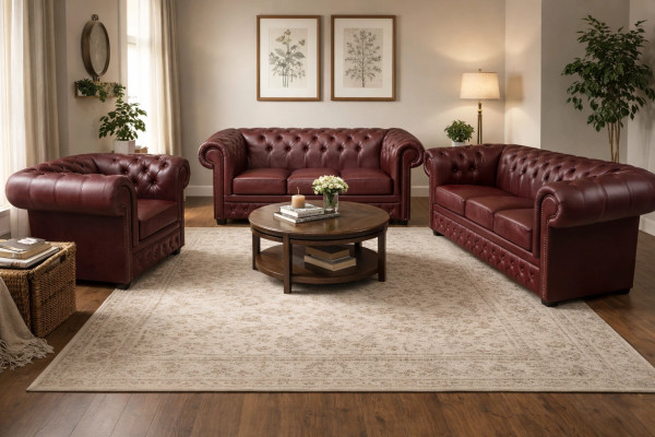 Chesterfield Leder-Garnitur 3-2-1 – Modell Brighton Rimini – ECKO