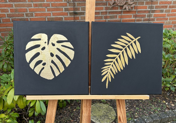 Palmenblätter, Gemälde, handgemalt, Acrylgemälde